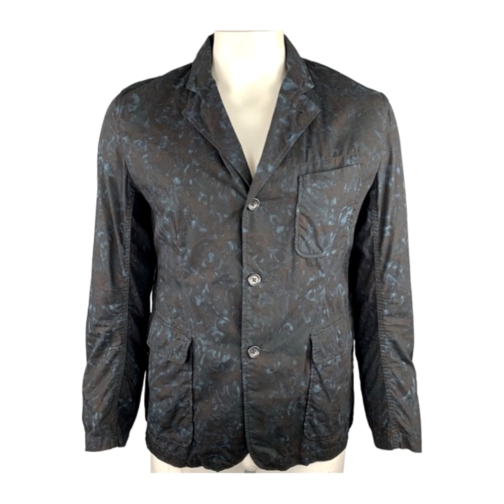Engineered Garments Blazer Navy Marbled Cotton Notch Lapel Jacket Size Large